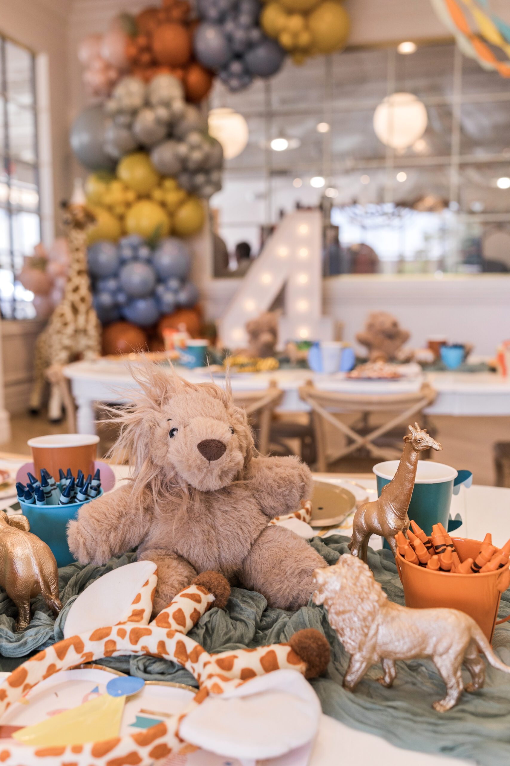 Luxury safari-themed 4th birthday party decor at The Little Play Avenue in Phoenix, Arizona