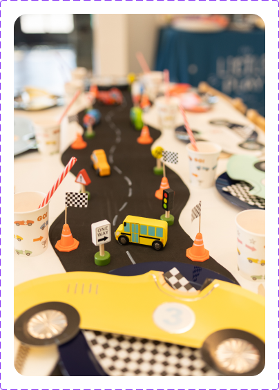 Colorful curated birthday party theme with vibrant table decor at The Little Play Avenue Phoenix