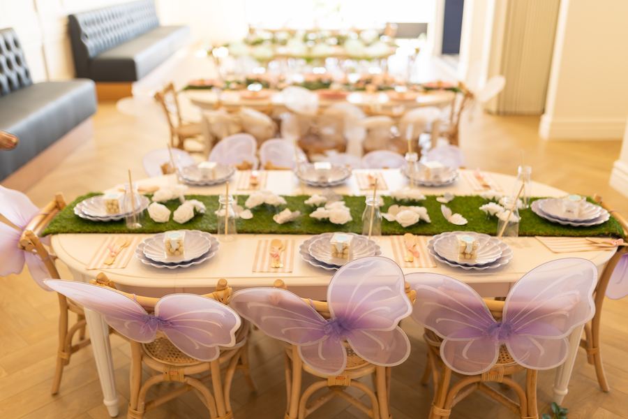 A butterfly tablescape set for a celebration